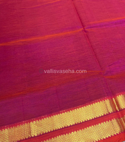Pure Silk Cotton Sarees - Royal Blue With Pink - VVPSC003