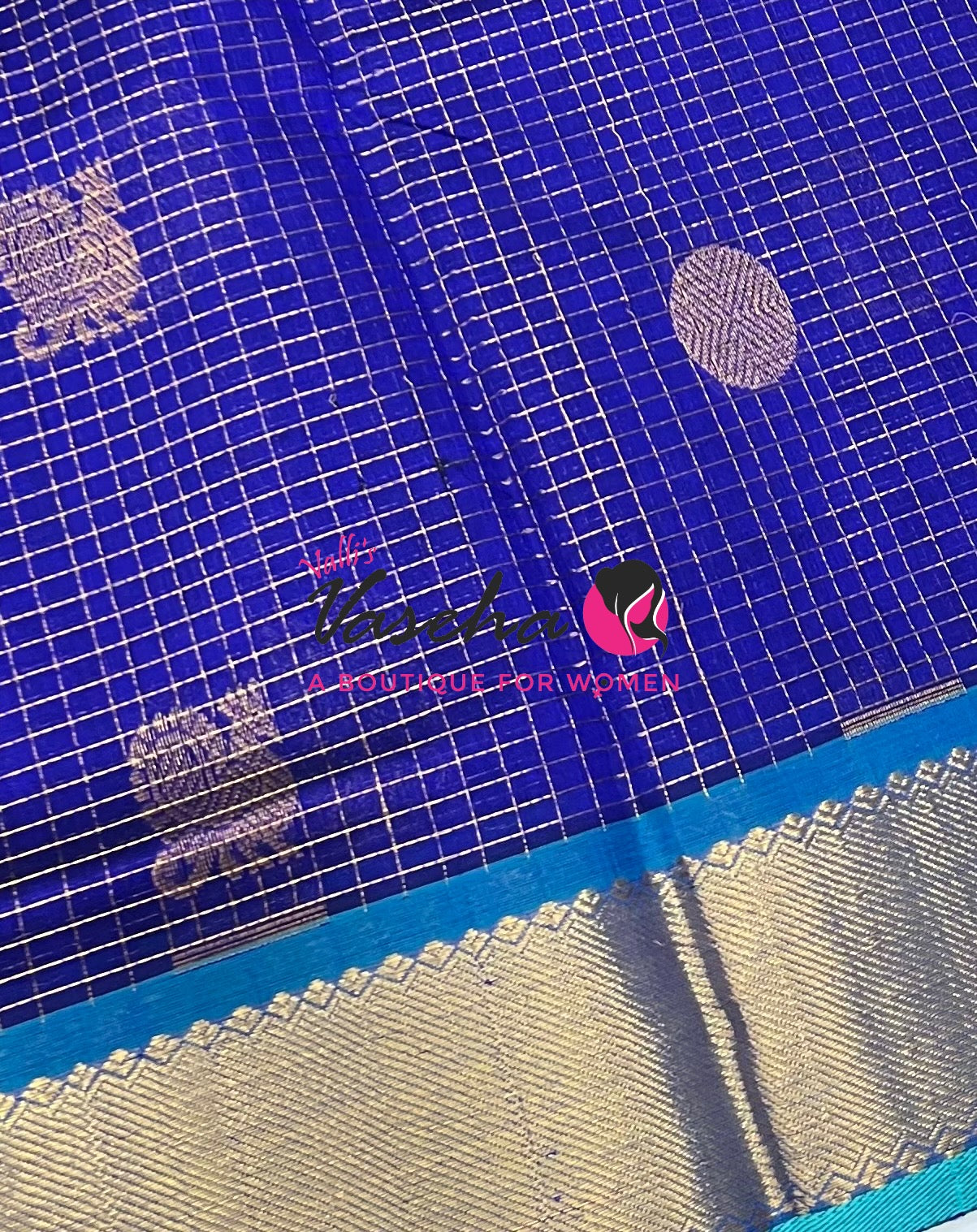 Pure Silk Cotton Saree - Mayil & Chakkaram Design - Blue With Blue  Shade -VVMC002