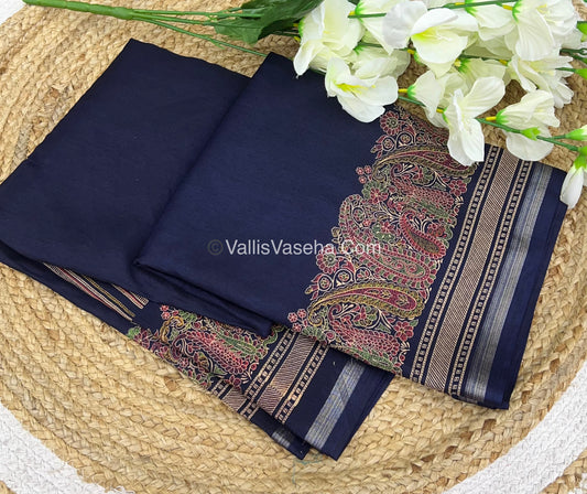 Casual Wear - Fancy Mixed Cotton - Navy Blue Shade - VVFMC001