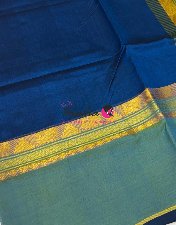 Pure Silk Cotton Saree - Ramar Blue & Green Shade - VVPSC013