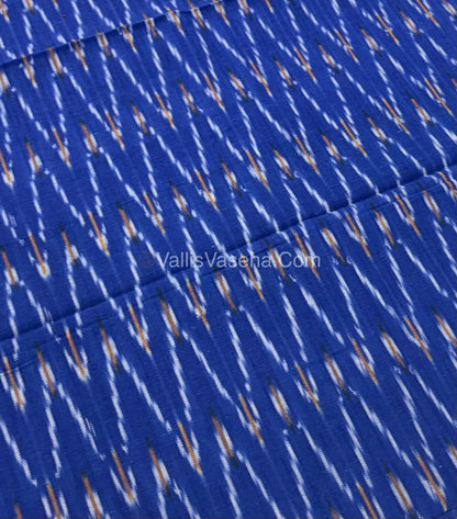 Double Ikkat Pure Cotton Saree - Grey  With Blue  - VVIKS002