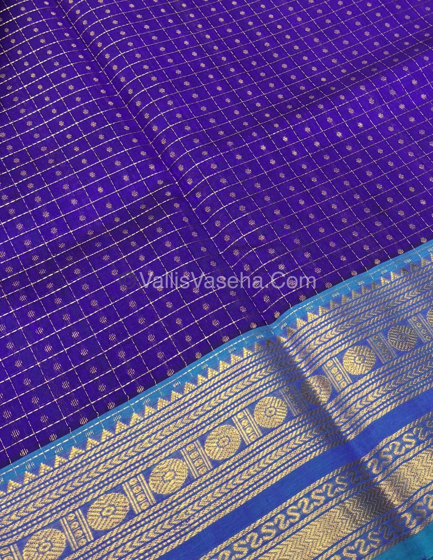 Pure Silk Cotton Saree | Purple With Blue Shade |Lakshadeepam Design VVPLD002