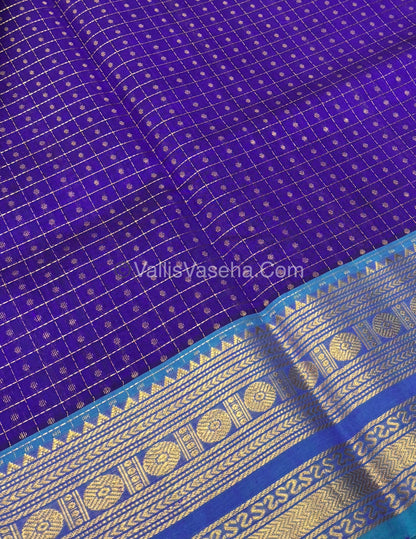 Pure Silk Cotton Saree | Purple With Blue Shade |Lakshadeepam Design VVPLD002