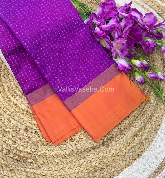 Semi Silk Saree - Plus Design Style - Contrast Pallu & Blouse or Running Pallu & Blouse - VVSS004