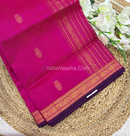 Pure Silk Cotton Saree - Retta Mayil Design - Pink Shade - VVRMS001