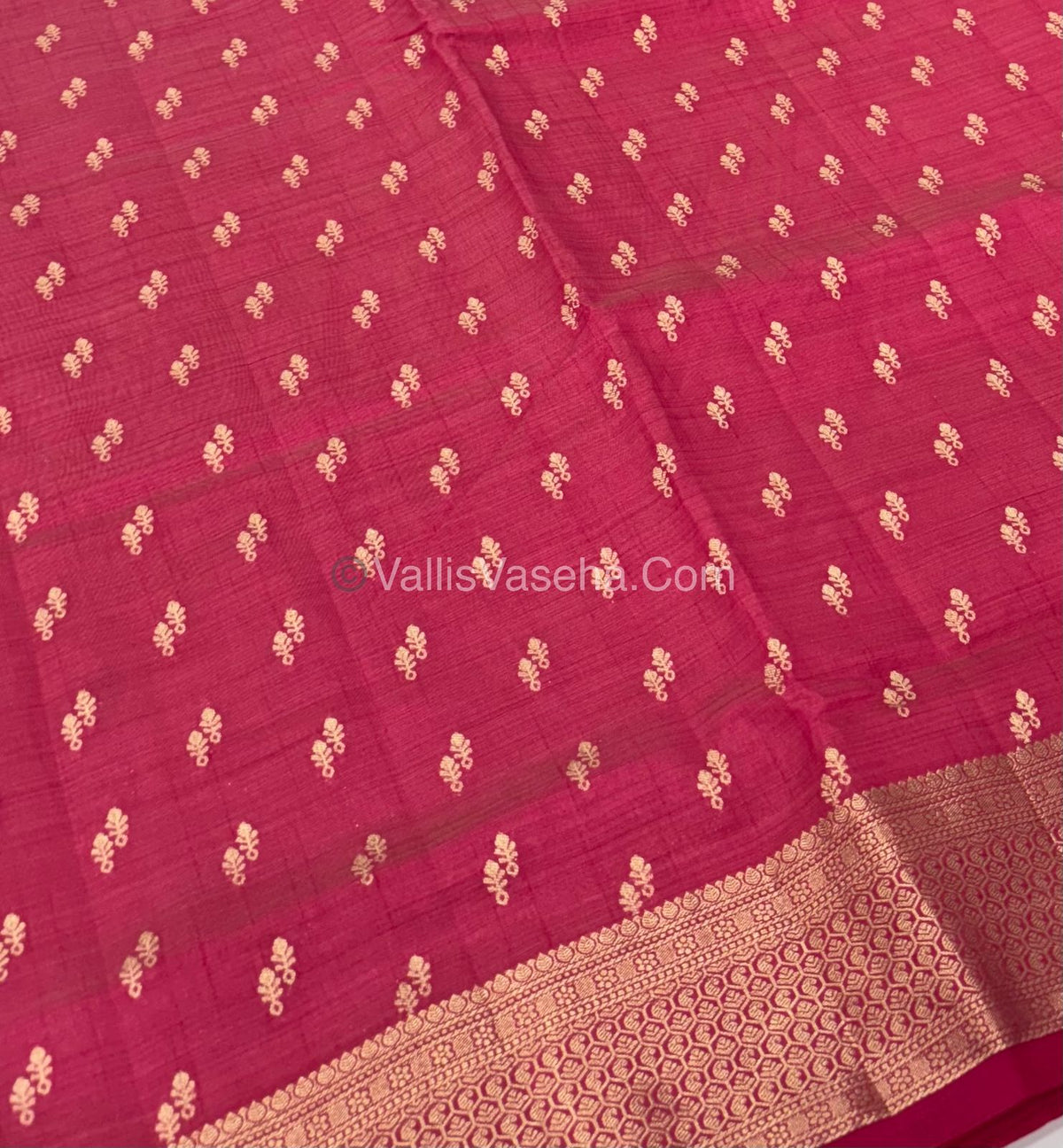 Semi Tussar Silk - Grand Pallu  - Pinkish Red Shade - VVSTS021