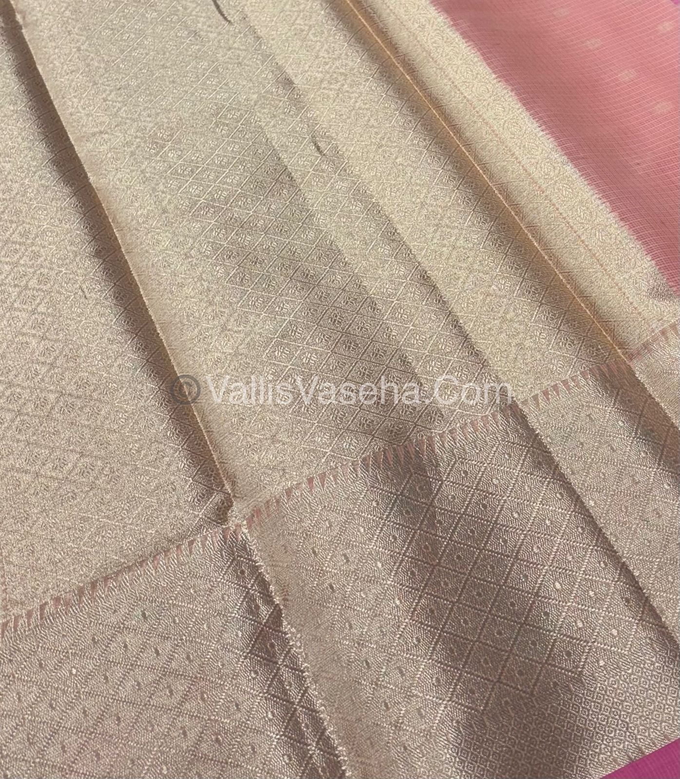 Kota Saree - Paithani Border - Peach  with Pink - VVKPS001
