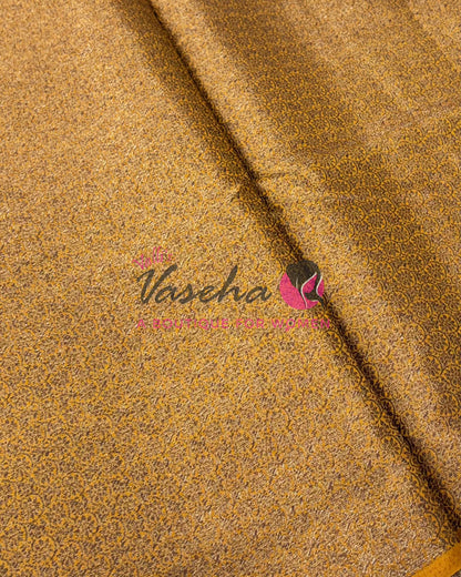 Bamboo Silk Saree- Brown with Yellow Shade - VVBSS014
