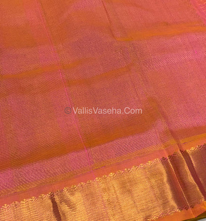 Pure Silk Cotton Saree - Mayil & Chakkaram Design - Blue With Pink Shade - VVMC002