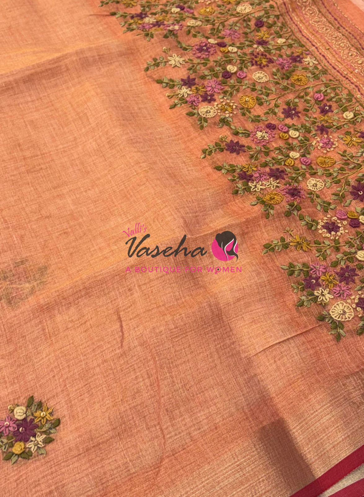 French Knot - Tissue Saree - Peach Shade - VVLFN014
