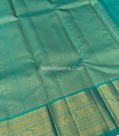 Pure Kanchipuram Silk Saree - Blue & Teal Green - VVPS014