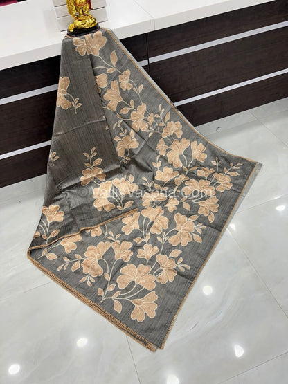 Semi Raw Silk with embroidery work - VVSRS001