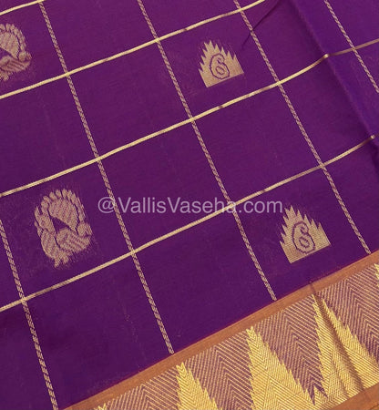 Semi Silk Cotton Saree -  Purplish Wine  with mustard Shade - VVSSC002