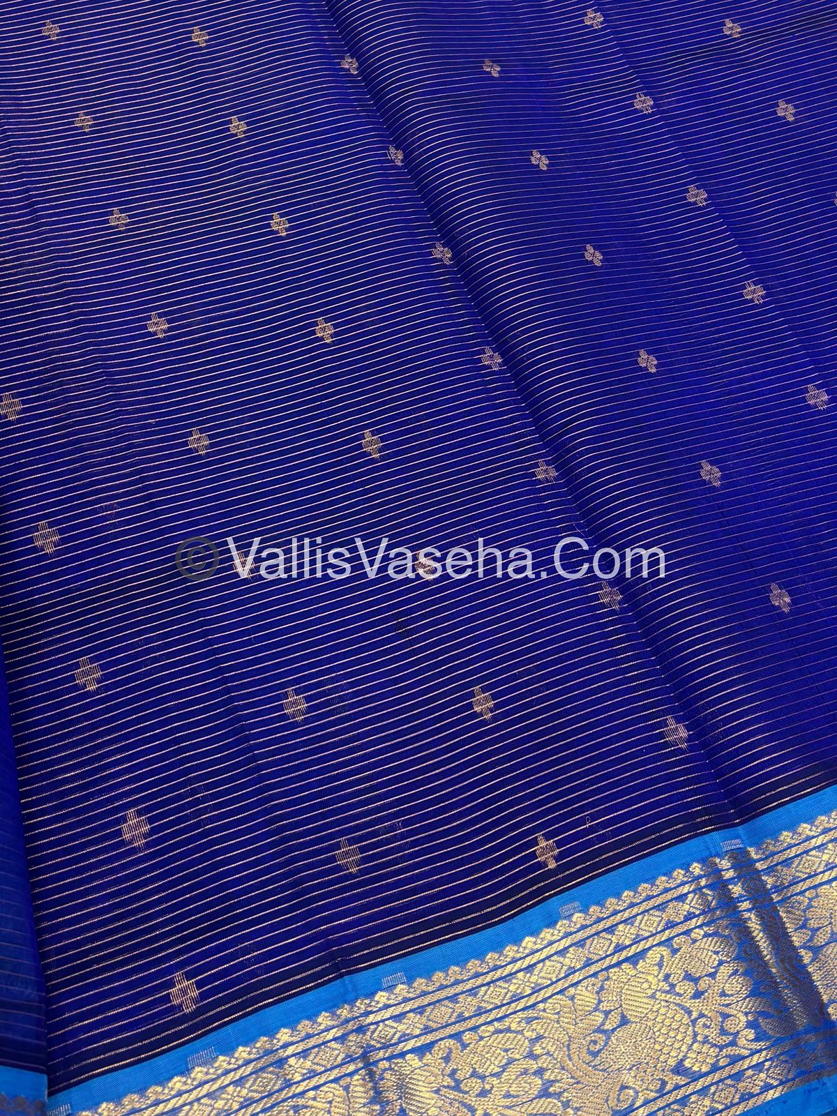 Pure Silk Cotton Sarees - Vairavoosi Lines - Blue With Blue Shade - VVPSC006