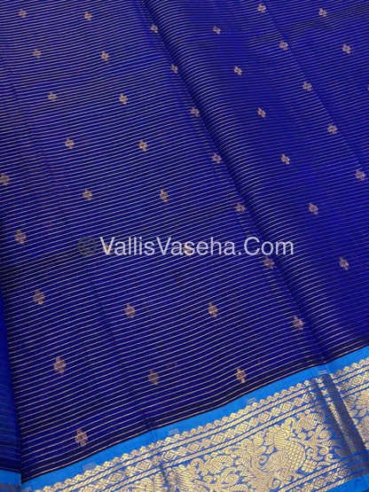 Pure Silk Cotton Sarees - Vairavoosi Lines - Blue With Blue Shade - VVPSC006