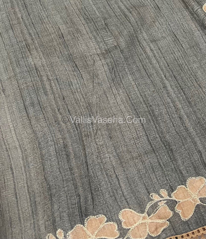 Semi Raw Silk with embroidery work - VVSRS001