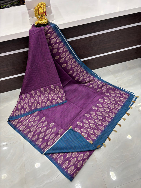 Art Tussar / Art Silk - Purple  & Blue Shade - VVATS001