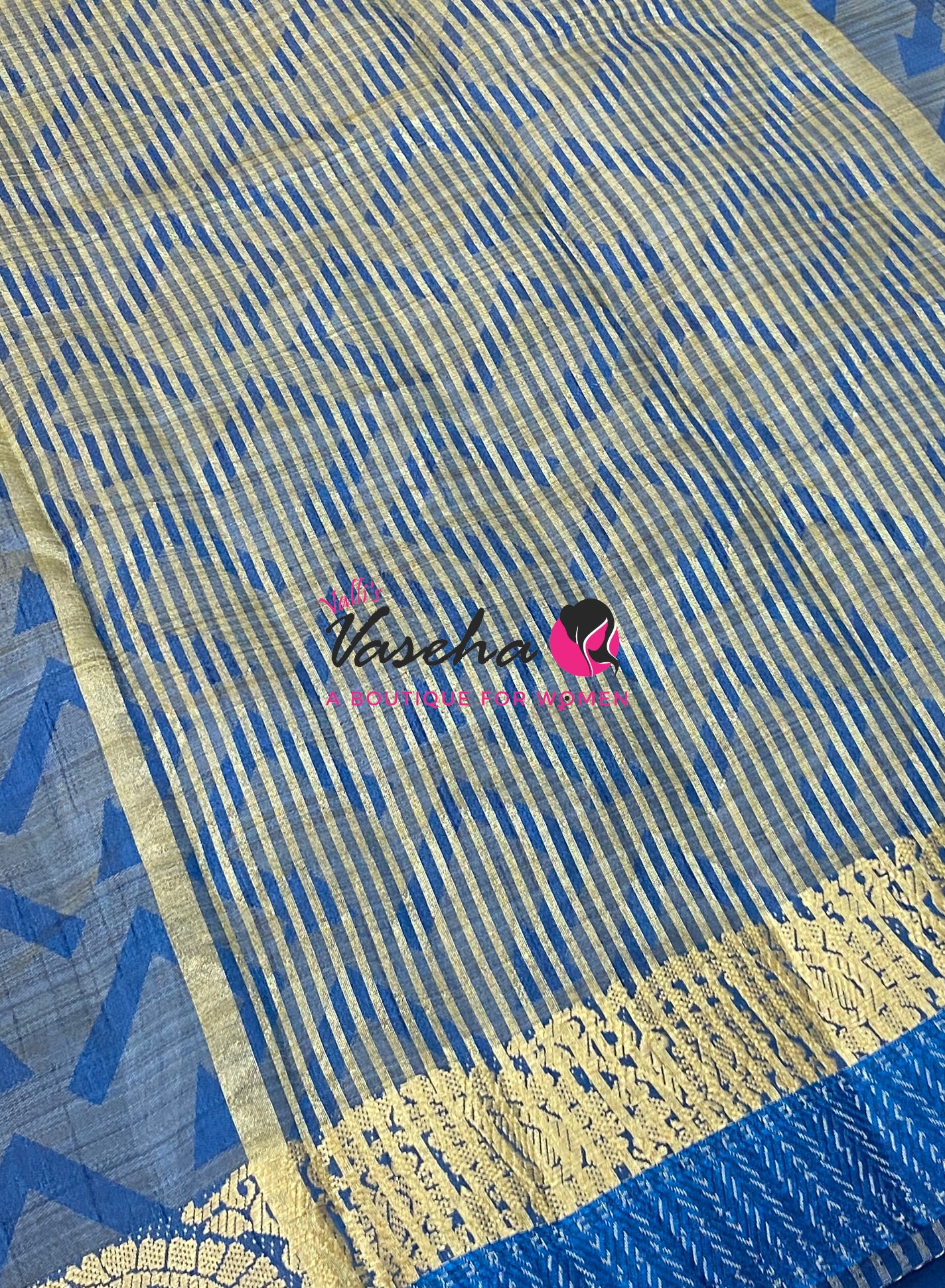 Semi Tussar Silk Saree | Ramar Blue Shade |VVSTS059