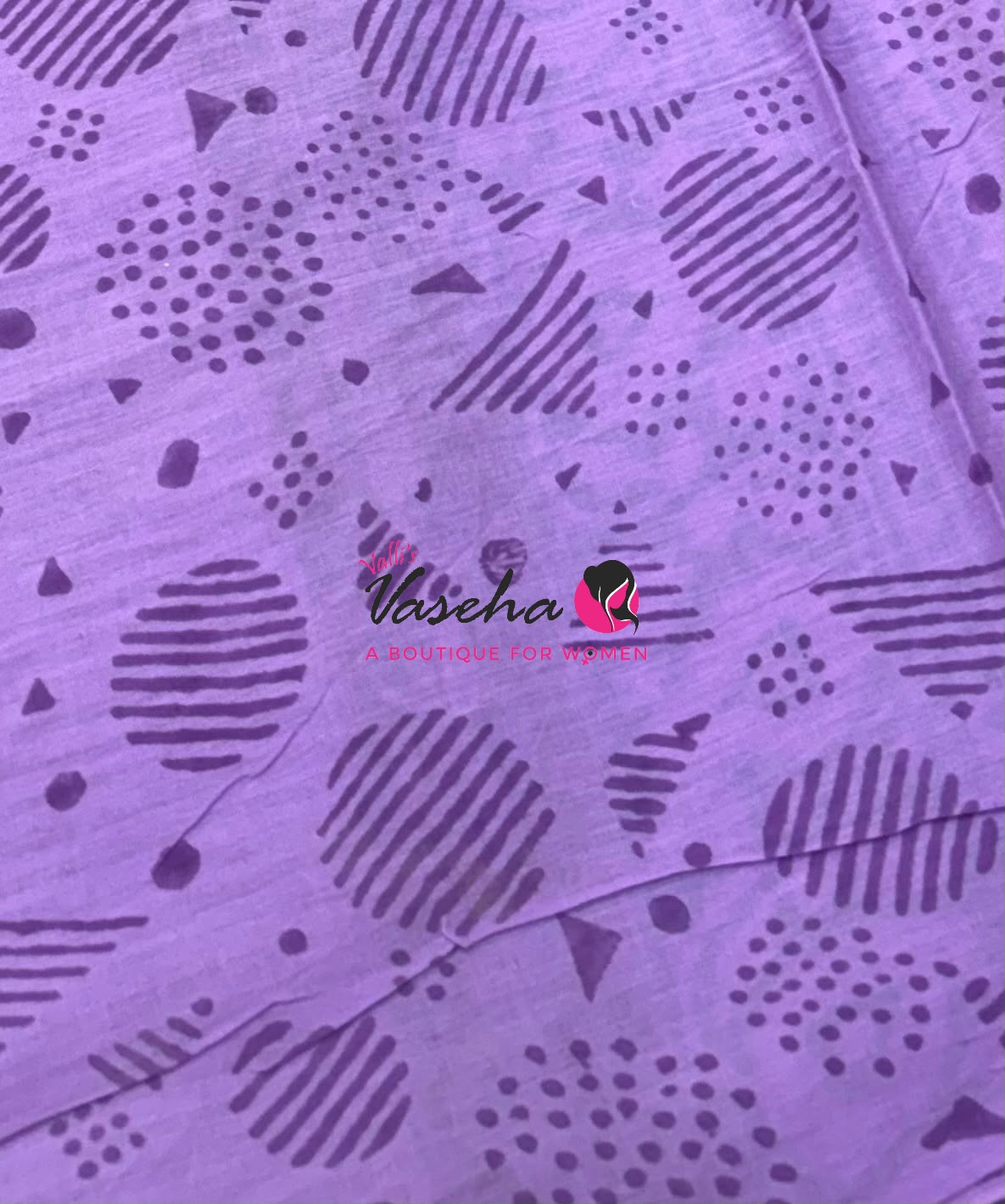 Pure Soft Mul Mul Cotton Sarees - Hand Block Prints - Light Lavendar - VVMMC009