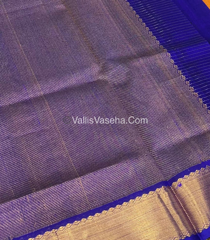 Pure Silk Cotton Saree - Mayil & Chakkaram Design - Orange With Blue Shade - VVMC002