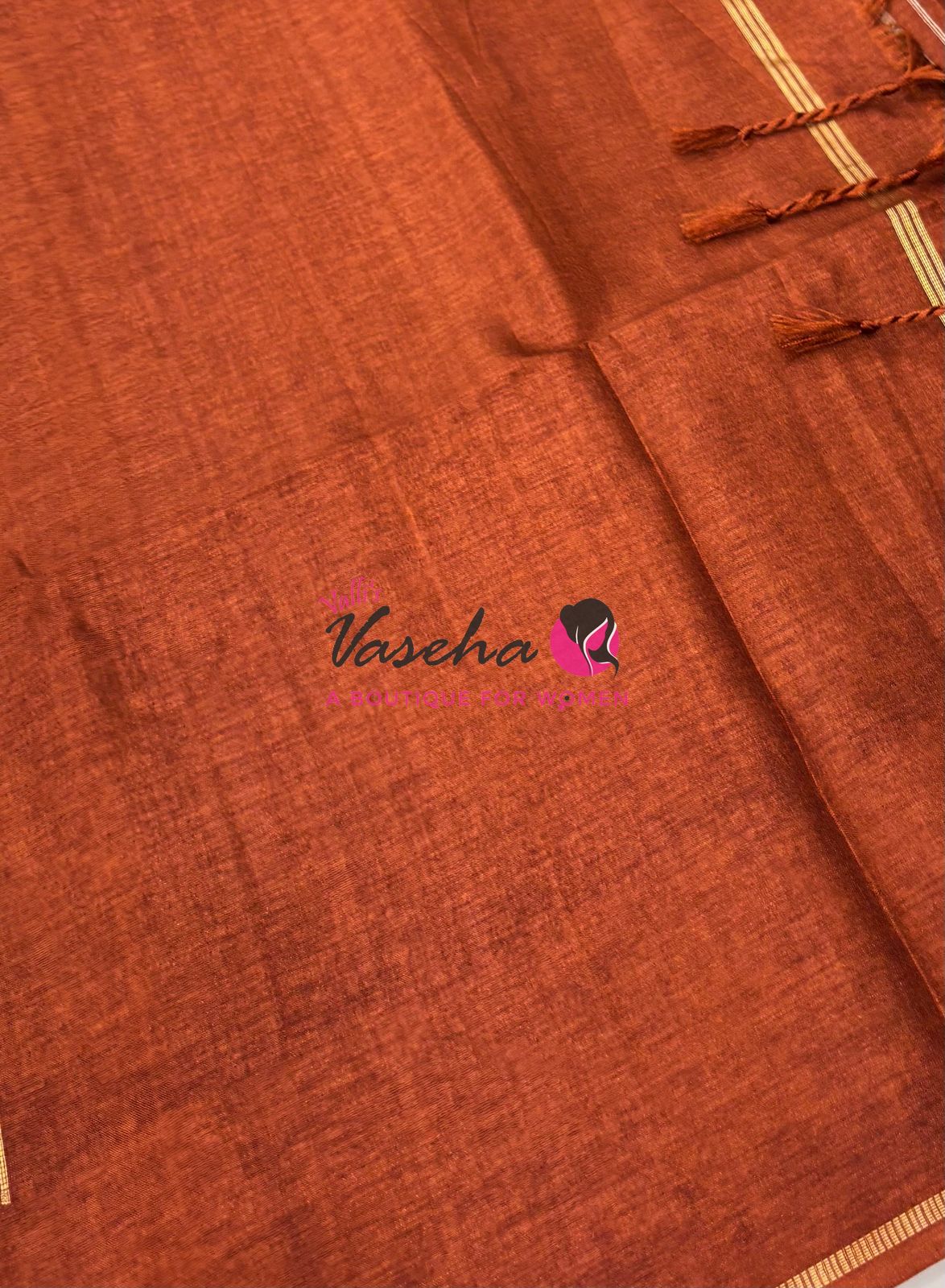 Semi Tussar Silk Saree | Rust Orange Shade |VVSTS049