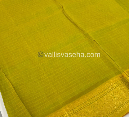 Pure Silk Cotton Saree - Maroonish Wine with Lemon Green - Lakshadeepam Design - VVPLD001