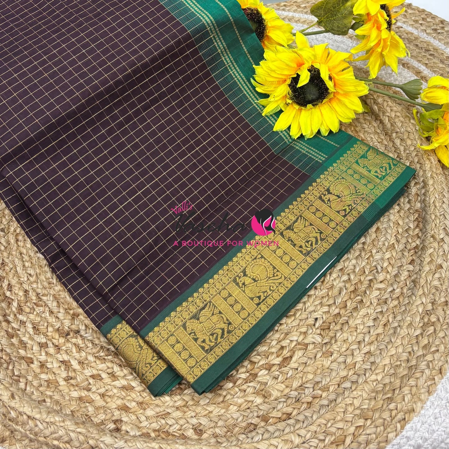 Pure Silk Cotton Saree - Zari Checks - VVCSC001
