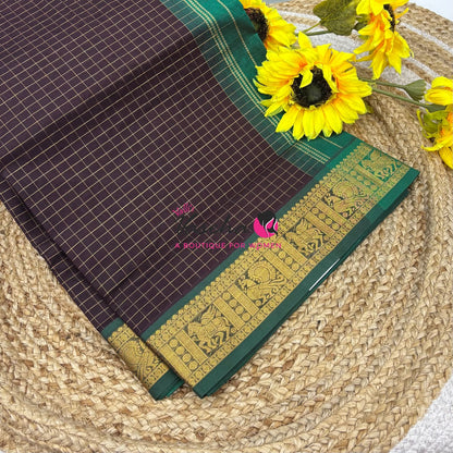 Pure Silk Cotton Saree - Zari Checks - VVCSC001