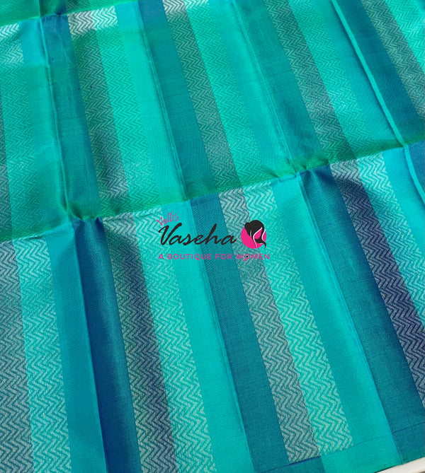 Pure Soft Silk Saree - Border Less  - Sea Blue & Peacock Blue Shade - VVPSS068