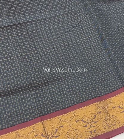Semi Silk Cotton Saree - Grey With Red Shade - VVSSC006