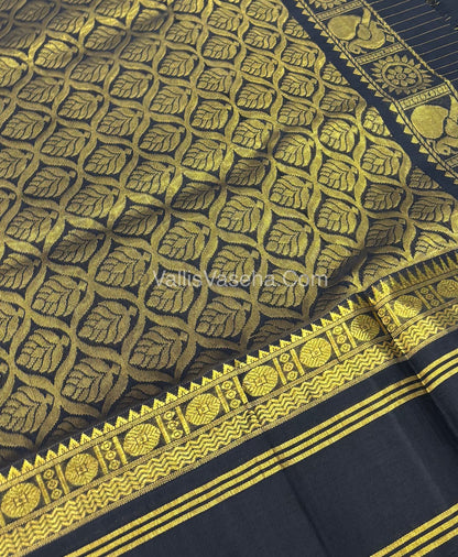 Pure Korvai Silk Cotton - Retta Petta Border - Pink with Black Combo - VVKSC010