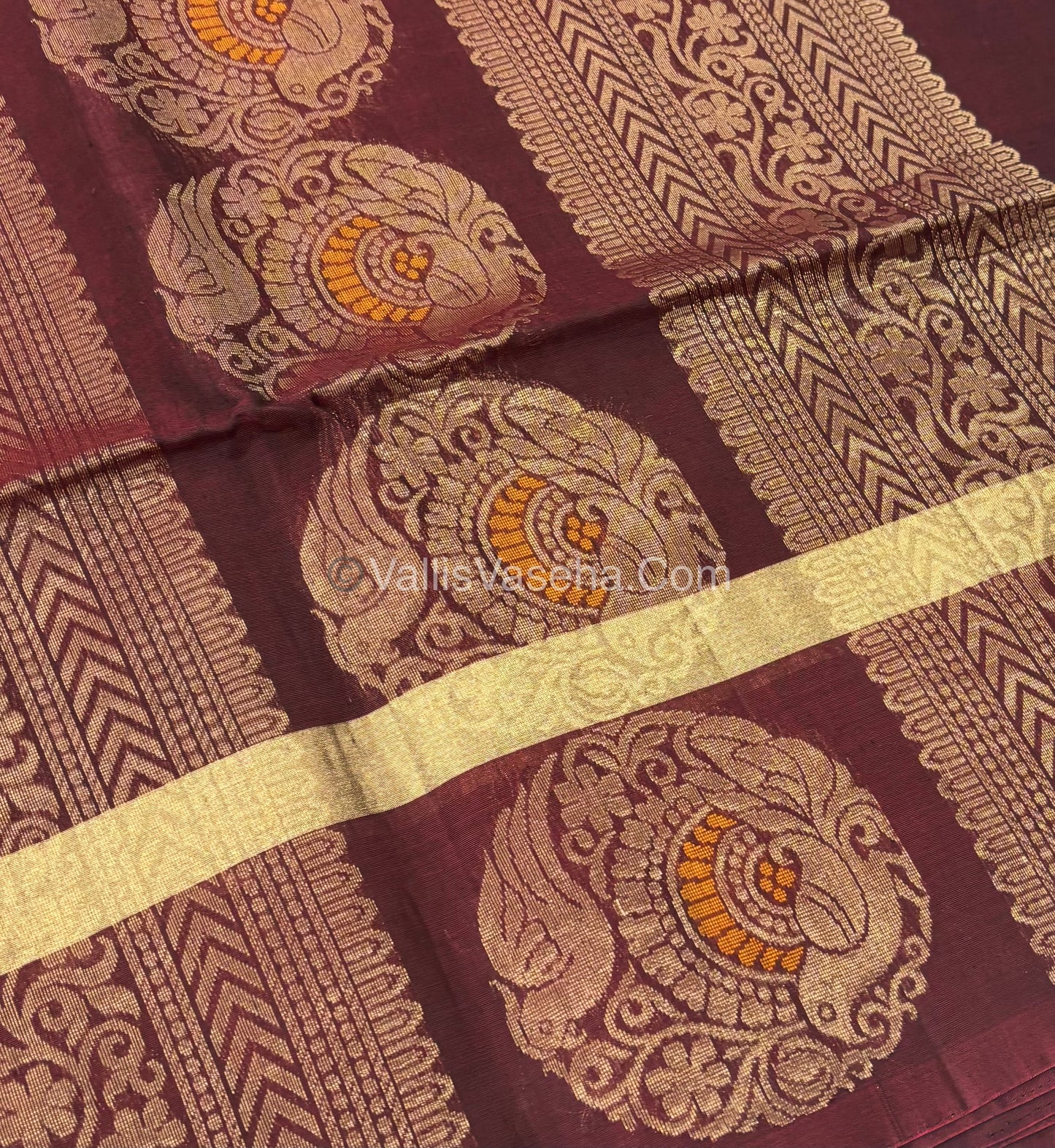 Kora Silk Saree - SICO -  Black With Maroon Shade  - VVKS002