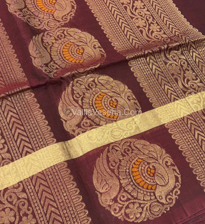 Kora Silk Saree - SICO -  Black With Maroon Shade  - VVKS002