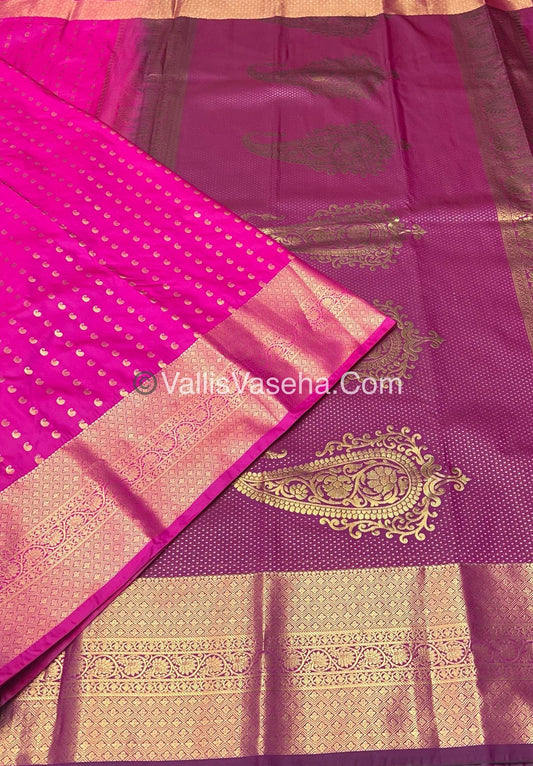 Semi Kanchipuram Silk - Dark Pink Shade  - VVSKS002