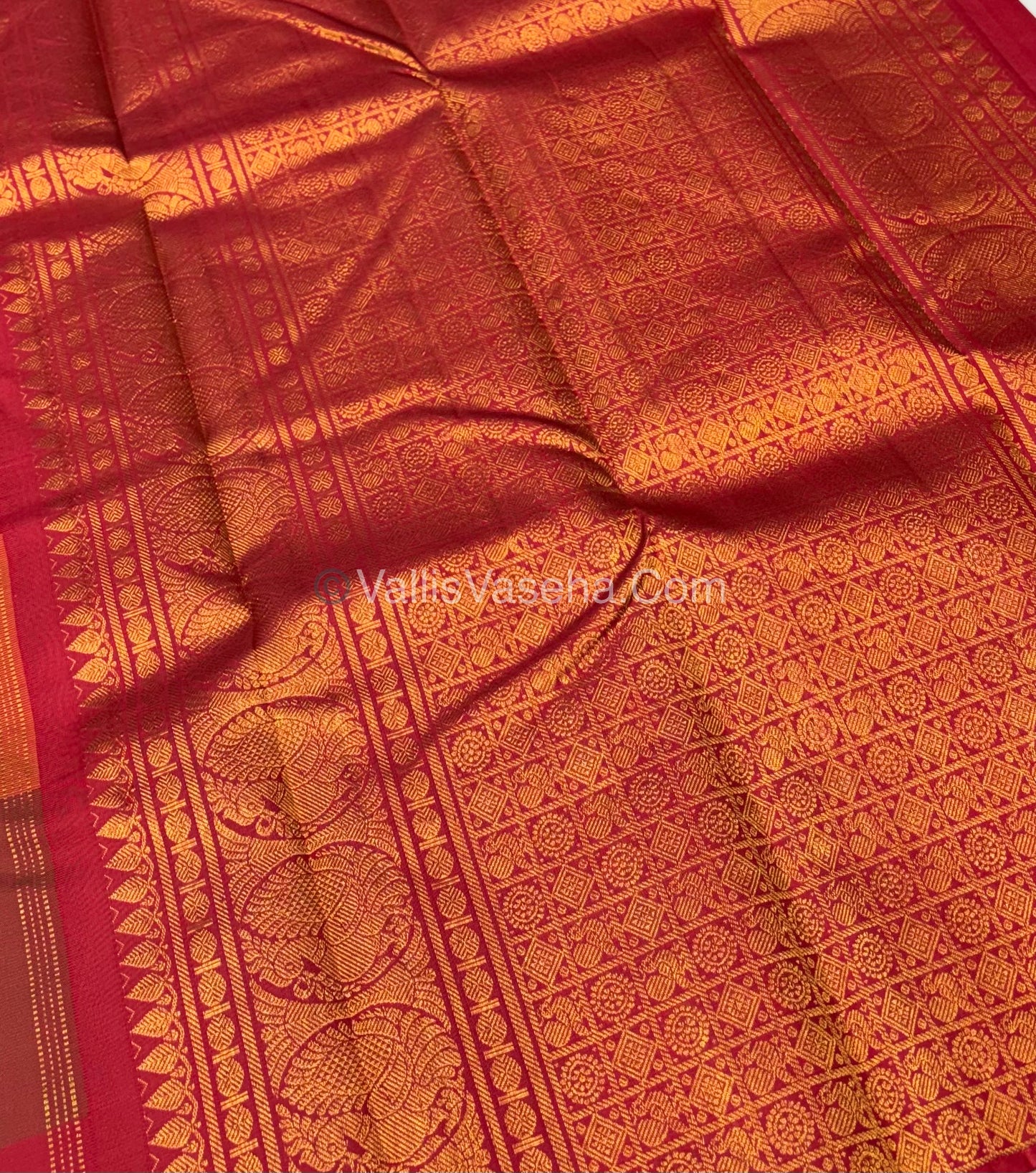 Pure Kanchipuram Silk Saree - Pazhum Pazhamum Checks - VVPS017