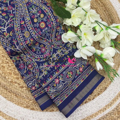 Casual Wear - Fancy Printed Silk  - Navy Blue Shade - VVFPS001