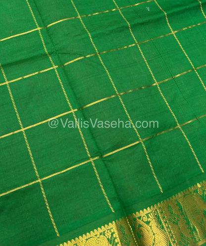 Semi Silk Cotton Saree - Red with Green shade - VVSSC002