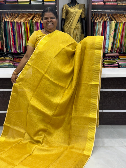 Tissue Linen Saree - Goldeb Yellow  Shade - VVTLS001