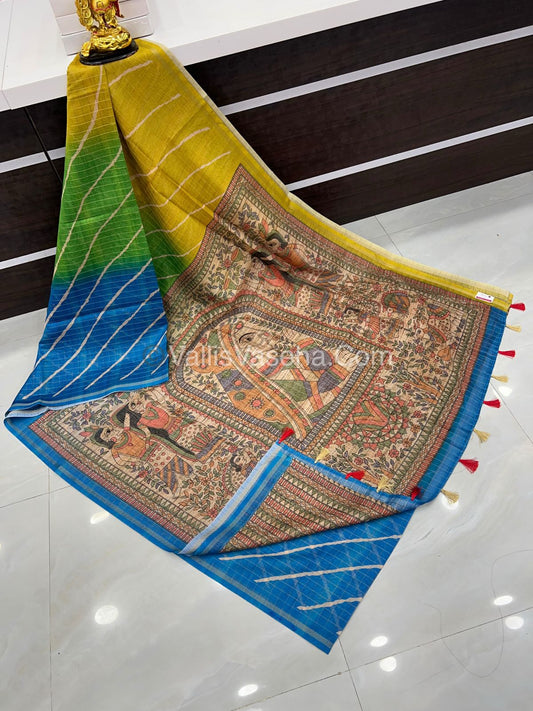 Semi Chanderi Saree - Fusion Of Bandhini & Madhubani- VVSCS002