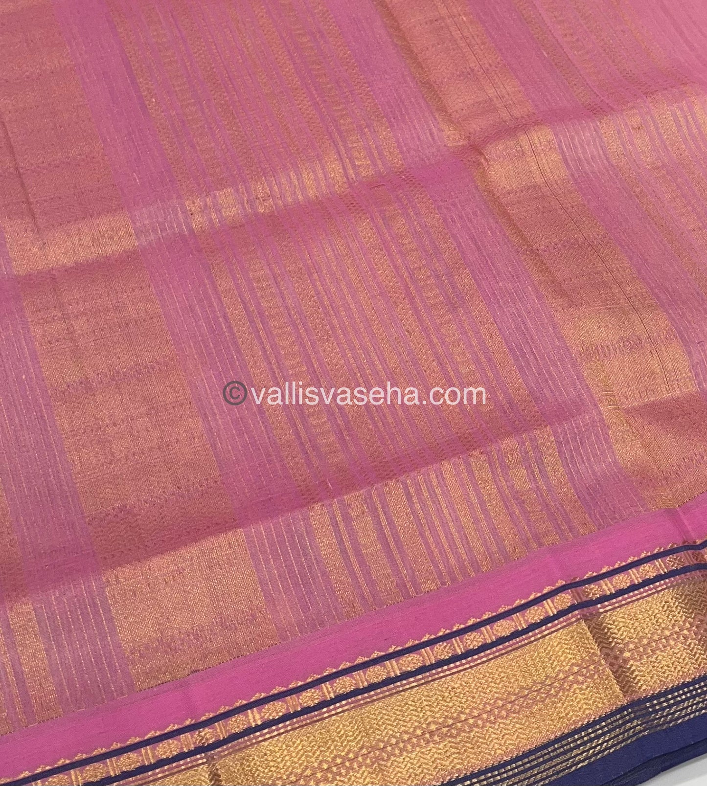 Pure Korvai Silk Cotton Saree - Lavender with Pink - VVKSC004