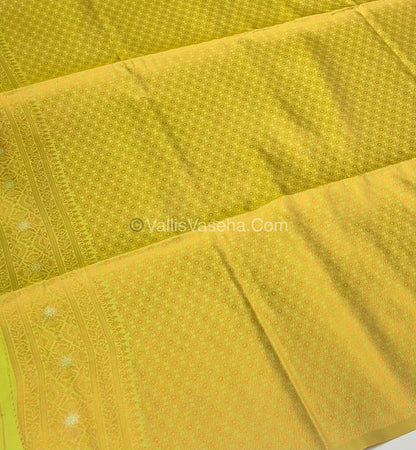 Semi Soft Silk - Border Butta  - Light Green Shade -VVSSS010