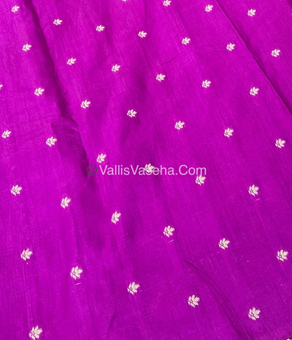 Semi Tussar Silk - Vairavoosi & Elephant Design - Purplish Pink shade-VVSTS019