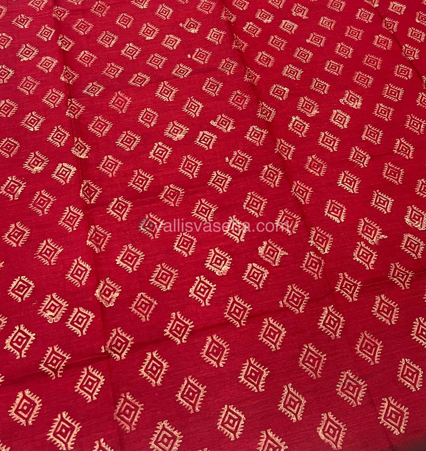 South Mixed Cotton - Mirror Work Embroidery - Creamish Grey With Maroon - VVPCM002