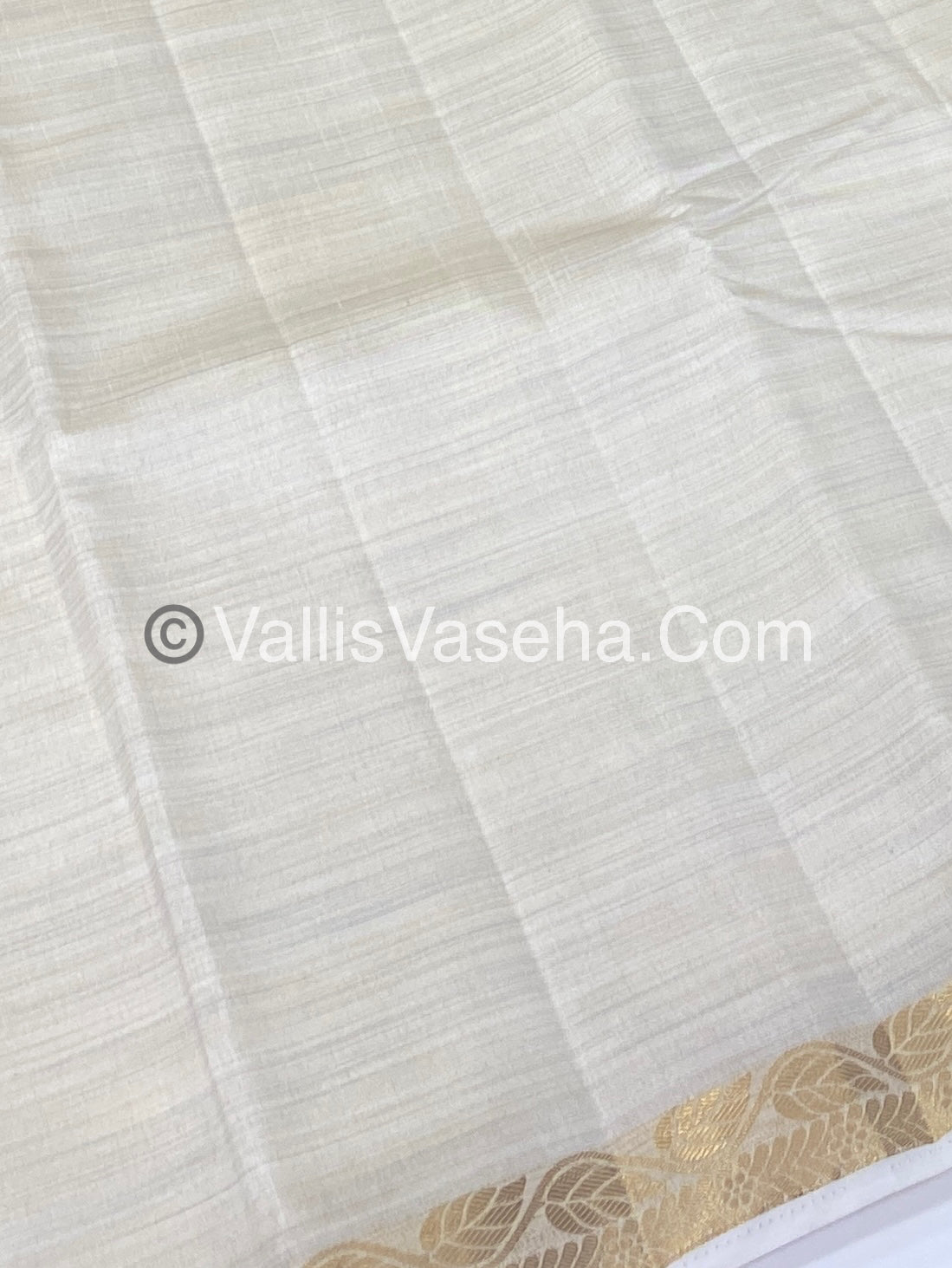 Semi Tussar Silk - Cream (Half White ) Shade - VVSTS003