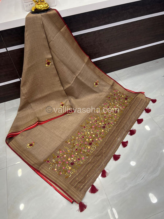 French Knot - Tissue Saree - Grey Shade - VVLFN002