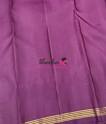 Pure Kanchipuram Silk Saree - Mayil Butta Border - Purplish Wine Shade - VVPS006