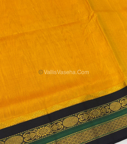 Pure Korvai Silk Cotton - Yellow with Black Combo - VVKSC007