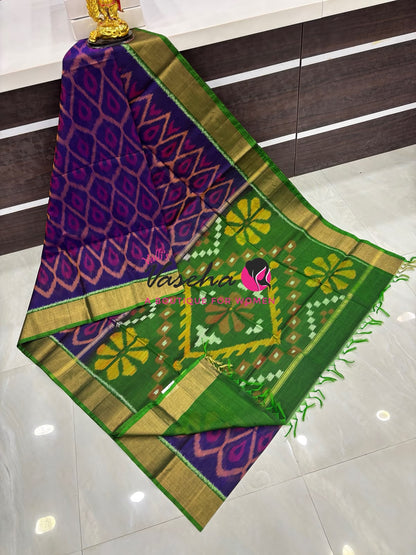Pochampally Silk Cotton Saree -  Blue & Green Shade - VVPPS001