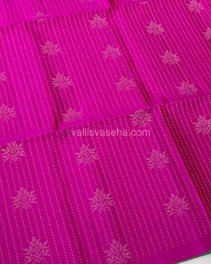 Pure Soft Silk Saree - Vaira Voosi design - Pink With Teal Green Combo - VVPSS016