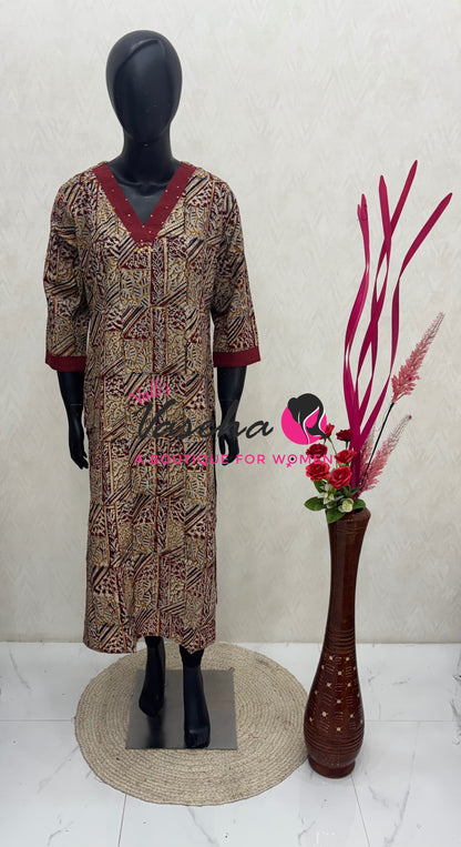 Ready Made - Pure Kalamkari Cotton - Kurti - VVRKC004